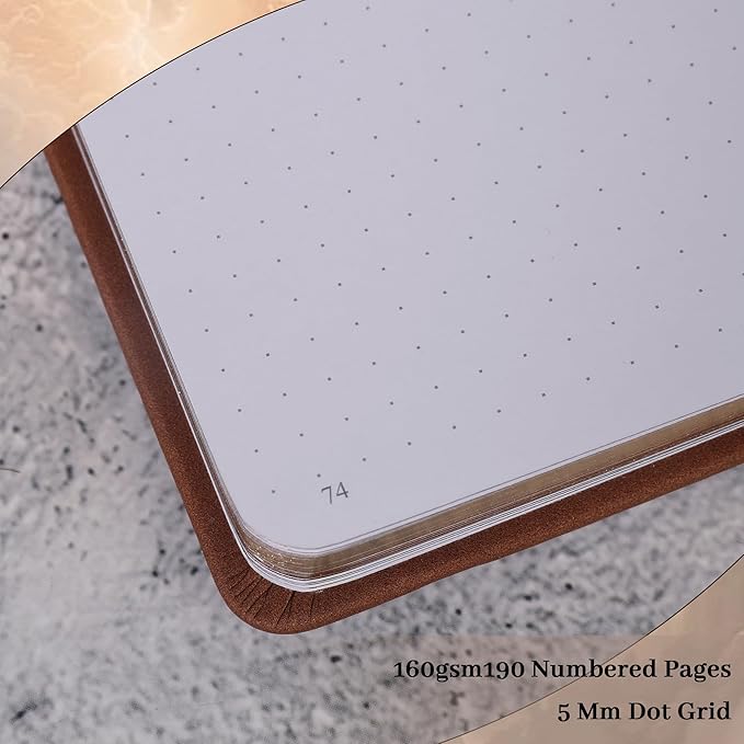 TIEFOSSI Bullet Dot Journals for Women Men, Dot Journals for Writing Women, 160gsm Thick Paper, 190 Numbered Pages, for Planner Organization