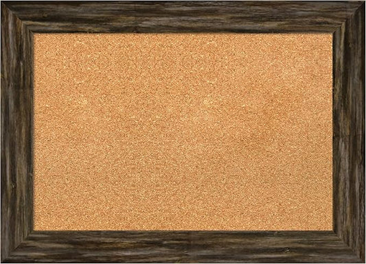 Amanti Art Natural Cork Board for Wall, 21x29 Vision Board with Brown Wood Frame, Medium Corkboard Office Decor for Home Organization, Country Rustic Corkboard Pinboard to Display Items for Home