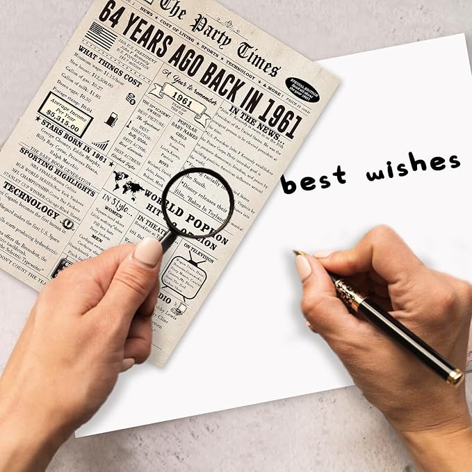 64th Birthday Card Gifts for Women Men, Large Birthday Gifts for 64 Year Old Mom Dad Husband Wife. Retro 64th Bday Decorations Ideas