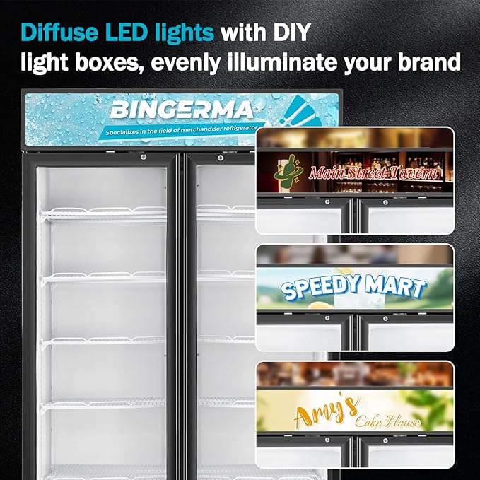 Commercial Merchandiser Display Refrigerator with 2 Glass Doors 30 Cu.ft Beverage Back Bar Cooler Black Drink Fridge for Convenience Stores, Supermarkets,Bars,Offices