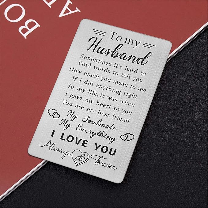 Husband Wallet Card Father‘s Day Gifts from Wife, I Love You Gifts for Him Husband Birthday Card, Unique Wedding Anniversary Presents for Men, Valentines Day