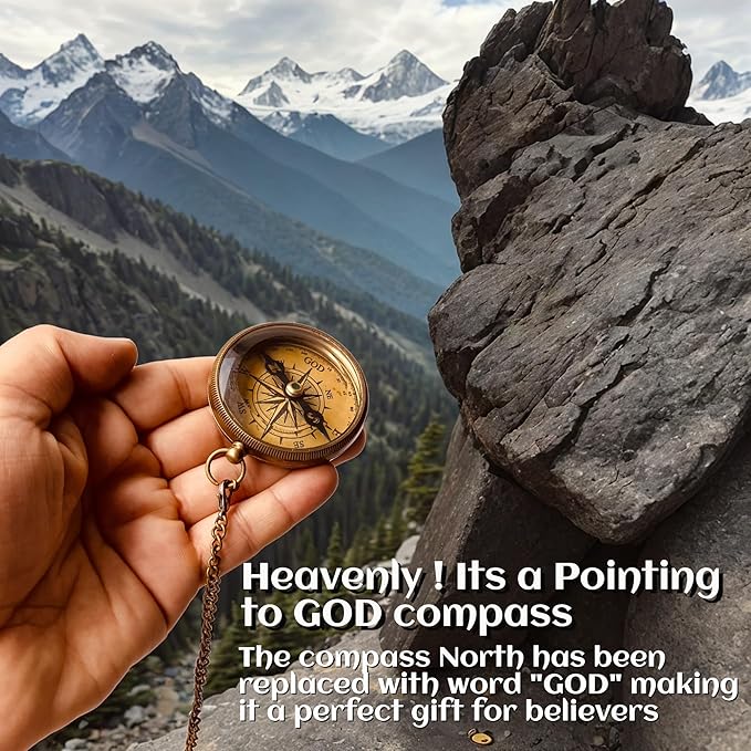 Divine Path Engraved Compass - I Will Guide You - Psalm 32:8" Quote | Inspirational Gifts for Men Women, Uplifting Spiritual Heavenly Faith Gift Boys Girls