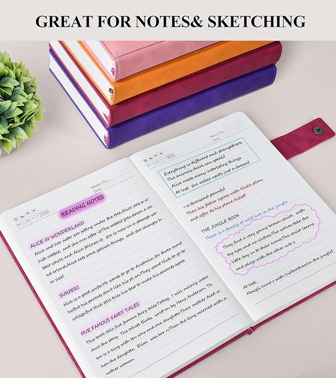 365 Page Thick Lined Journal Notebook for Men Women, B5 Large Leather Journals for Writing, Hardcover Notebooks for Work, School, Note Taking, Business, Travel Diary, College Ruled 7.6" x 10"