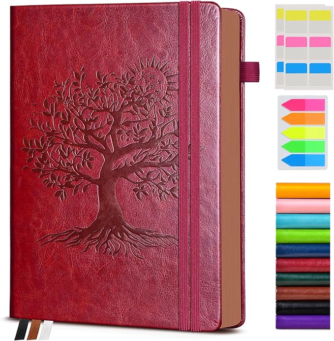 Vintage Leather Journal with 300 Numbered Pages,B5 Lined Journal for Men Women,Daily Journals for Writing,College Ruled Notebook for Work,School,Note taking,Travel Diary,Large (7" x 10")