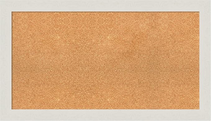 Amanti Art Natural Cork Board for Wall, 21x37 Vision Board with White Frame, Large Corkboard Office Decor for Home Organization, Country Rustic Corkboard Pinboard to Display Items for Home