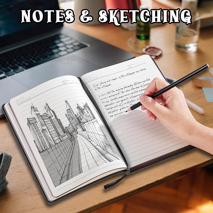 2025 Leather Vintage Journal Notebook,300 Pages,Leather Softcover Lined Journal Notebooks for Women Men,Notebook Journals for Writing Travel,Business,Office,5.7'' X 8.3'',Black