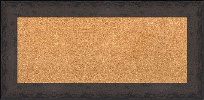 Amanti Art Natural Cork Board for Wall, 17x35 Vision Board with Black Wood Frame, Medium Corkboard Office Decor for Home Organization, Modern Corkboard Pinboard to Display Items for Home Organization
