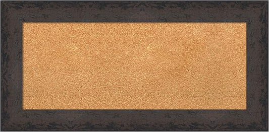Amanti Art Natural Cork Board for Wall, 17x35 Vision Board with Black Wood Frame, Medium Corkboard Office Decor for Home Organization, Modern Corkboard Pinboard to Display Items for Home Organization