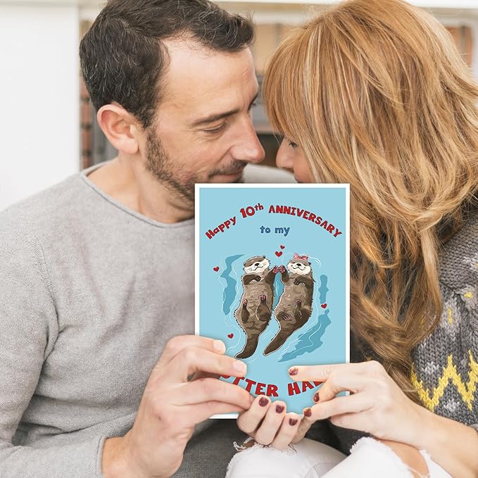 Happy 10th Anniversary Card Gift for Husband,Wife,Romantic Tenth Anniversary Card for Boyfriend or Girlfriend,Lovely Ten Year Wedding Anniversary Card for Women Men Him Her
