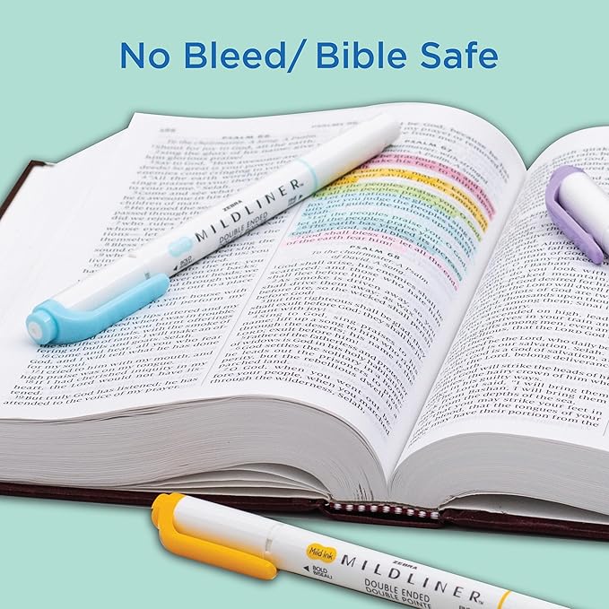 Zebra Pen Mildliner Double-Ended Highlighter, Broad and Fine Point Tips, No Bleed Bible Assorted Neutral Vintage Ink Colors, 8-Pack, Model Number: 78208