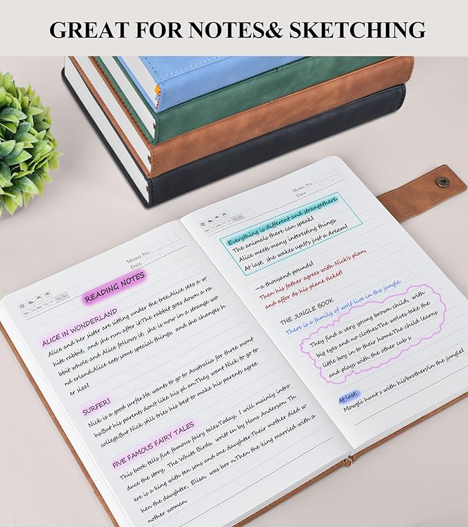 365 Page Thick Lined Journal Notebook for Men Women, A4 Large Leather Journals for Writing, Hardcover Notebooks for Work, School, Note Taking, Business, Travel Diary, College Ruled 8.5" x 11"