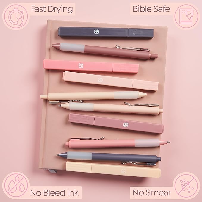 BLIEVE Aesthetic Highlighters and Gel Pens And Soft Tip, No Bleed Dry Fast Easy to Hold, for Bible Journaling Planner Notes School Office Supplies (Morandi)