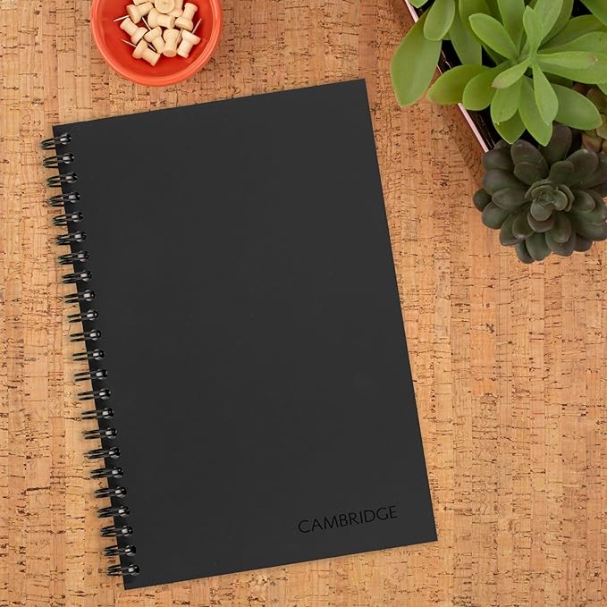 Cambridge Notebook, Business Notebook, 4-7/8" x 8", 80 Sheets, Legal Ruled, QuickNotes Notebook, Flexible Cover, Wirebound, Gray (06096)