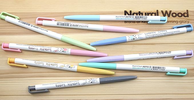 ZEESOON Xeno Lunatic Lunny 0.38mm Slim Ball Point Pen Dozen Box 12 Pcs, Made in Korea (Green 12pcs)