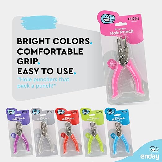 Emraw Premium Single Hole Paper Punch Cushion Grip Heavy Duty Hole Puncher for Greeting Cards Scrapbook Notebook Puncher Craft Paper Hand Tool Pack of 6