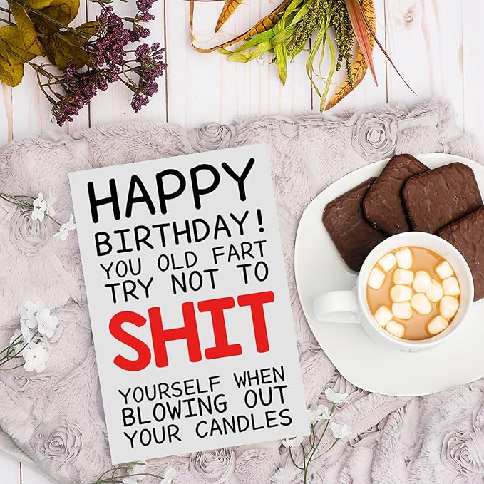 Funny Birthday Cards For Women Men, Rude Birthday Card Gift for Nan Grandad Mom Dad, 50th 60th 70th 80th Birthday Card for Him Her, Happy Birthday Card Dad Mom