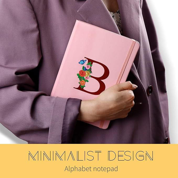 Pink Notebook for Women, 5.7"X8.3" A5 Journal Notebook with Letter A, Dual-Sided Writing Notebook with Dividers, Cute Leather Journal for Work, Business, School, Meetings, Travelers, Small Notebook