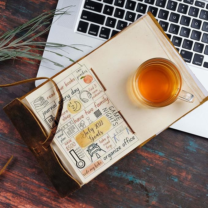 LEATHER VILLAGE Leather Bound Journal - Rustic Brown, 8"X6", 220 Pages - Vintage Blank Paper Diary for Writing, Drawing, Sketchbook, and Travel Notebook - Ideal for Women and Men