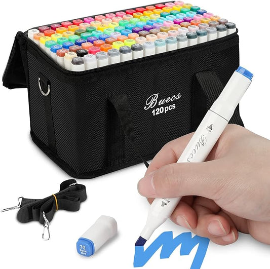 Alcohol Markers: Double Tipped Art Marker, 120 Count, suitable for Adults Artists Painting, Coloring Drawing Sketching, Multicolor