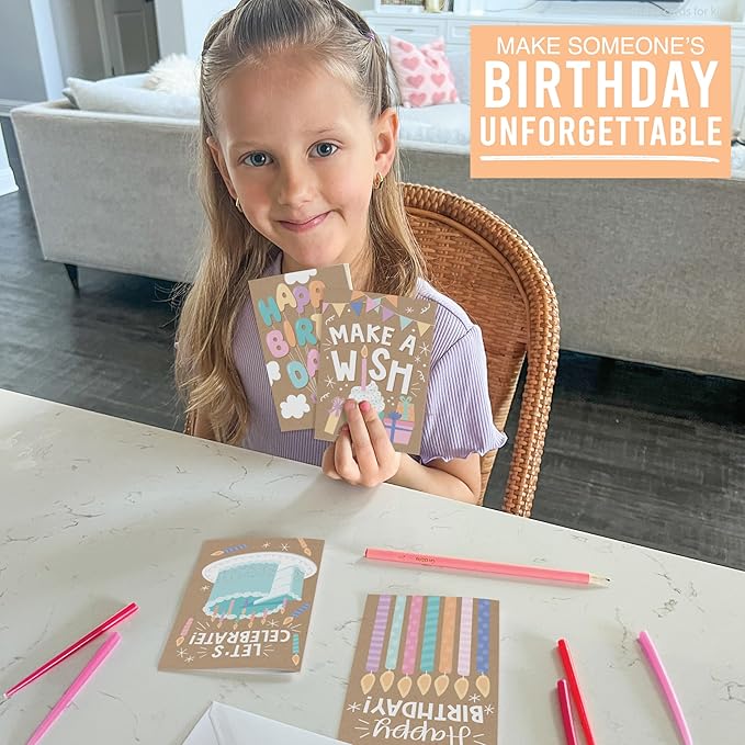 Hadley Designs 54 Happy Birthday Cards Bulk with Envelopes – Assorted Birthday Cards for Kids and Adults, Ideal for Personalization and Bulk Buyers (Doodle Kraft)