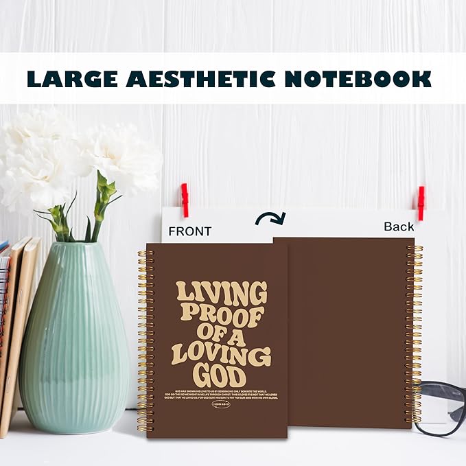 BearCake Christian Journals for Men, Living Proof of a Loving God Christian Notebook, Bible Notebooks for Note Taking, Bible Journaling Notebook, Hardcover Spiral Notebook 5.5x8.3