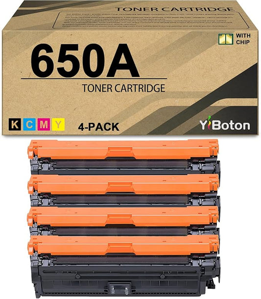 650A Toner Cartridge CE270A CE271A CE272A CE273A Toner Compatible for Color Enterprise CP5525 CP5525dn CP5525n CP5525xh M750 M750dn M750n M750xh Printer (4-Pack, Black/Cyan/Magenta/Yellow)