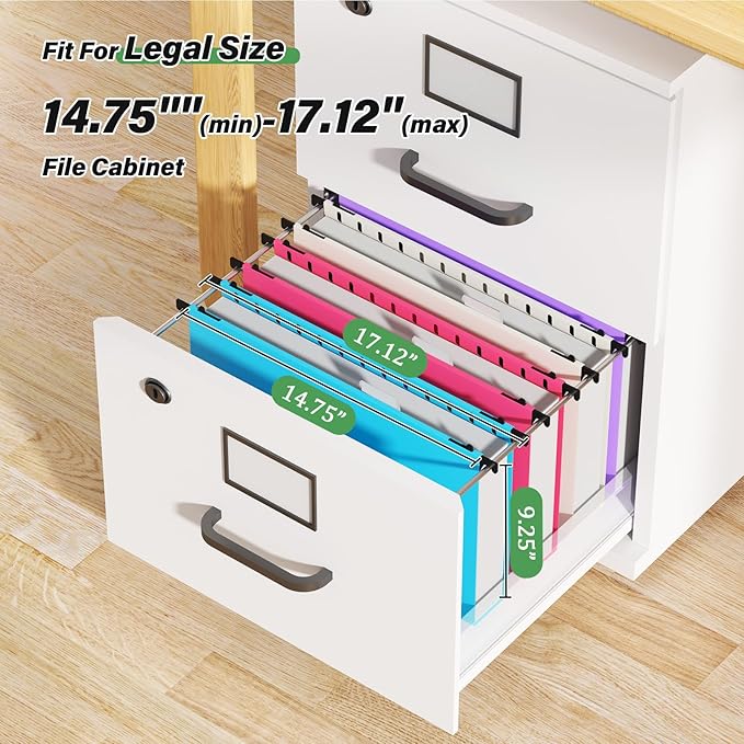 Extra Capacity Legal Size Plastic Hanging File Folders,12 Pack Reinforced Legal Hanging Folder with Heavy Duty 2 Inch Expansion,Filing Cabinet Folder,for Bulky Files, Medical Charts,Assorted Color