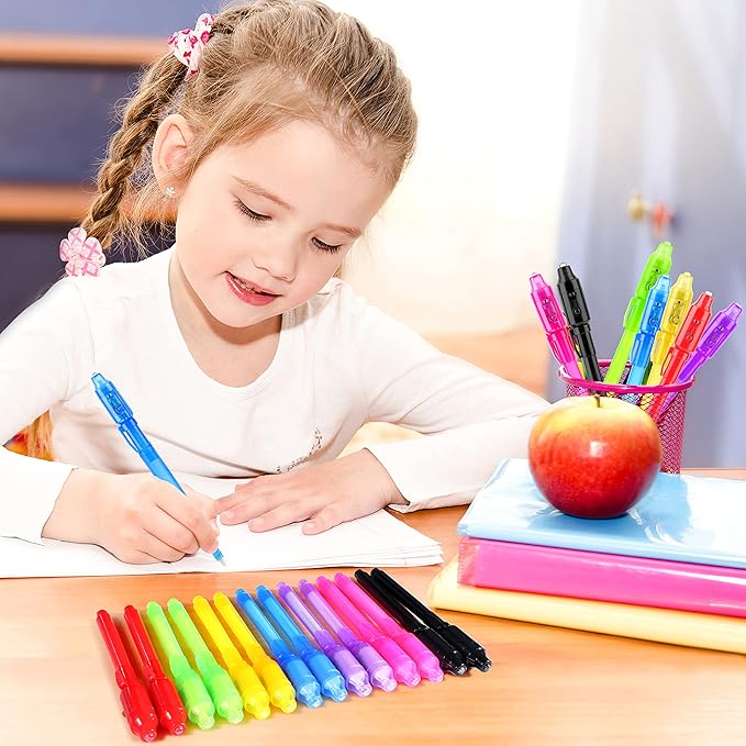 GIFTINBOX Invisible Ink Pen, 28PCS Spy Pen with UV Light for Kids, Birthday Party Favors for Kids 4-8 8-12, Classroom Prize for Students Magic Marker for Secret Message