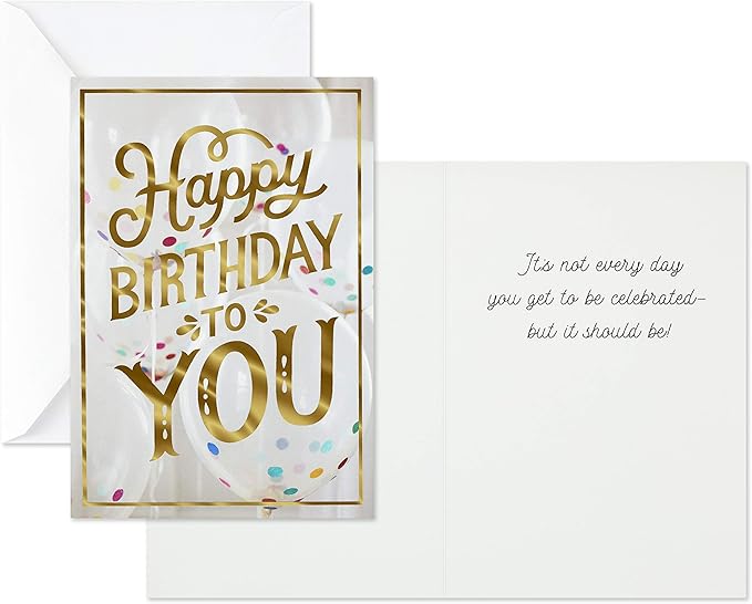 Hallmark Birthday Cards Assortment, Balloons, Cake, Flowers (12 Cards with Envelopes)