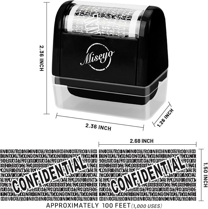 Miseyo Identity Theft Protection Roller Stamp Set - Black (6 Refill Ink Incleded)