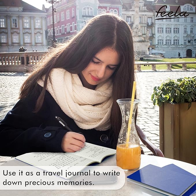 8 Pack Soft Cover Journal Bulk, Feela Notebooks College Ruled for Work, Lined Travel Journal for Women Men, Note Taking Notebook School Supplies Business Writing, 8.2” x 5.5”, A5, Navy