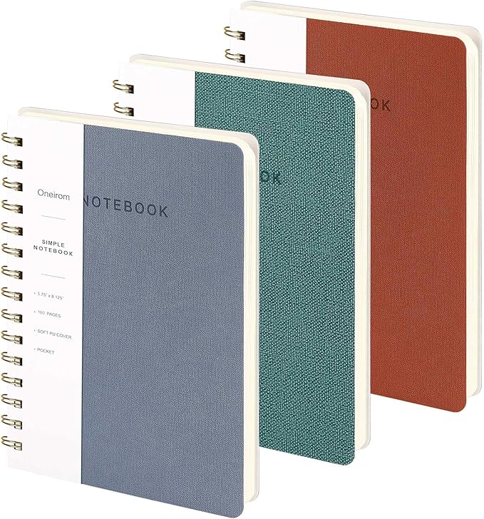 Lined Spiral Notebook College Ruled A5 Journal Book for Note Taking, 160 Pages Writing Journal for Office and Home School Supplies 5.75 x 8.125 inch (Reefblue Green Brown)