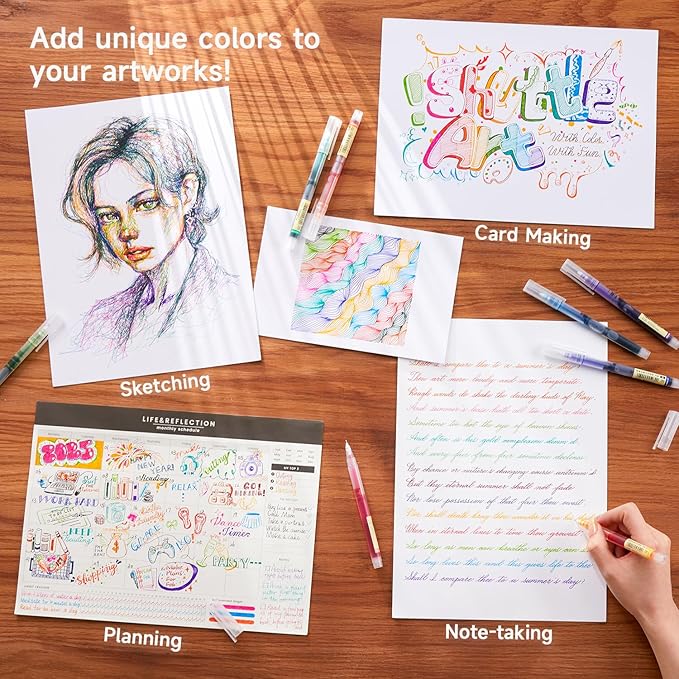 Shuttle Art Liquid Ink Rollerball Pens, 15 Colors (10 Bright + 5 Vintage) Quick Drying 0.5mm Extra Fine Point Long Lasting for Writing Journaling Taking Notes Doodling School Office Home