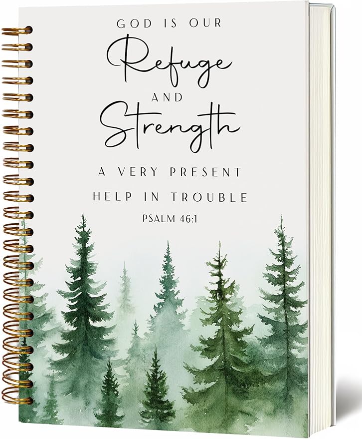 YOU FOUND ME Bible Journal, A5 Spiral Christian Bible Journal with Pink Cherry Notebook, God is Our Refuge and Strength, Bible Verse Gift for Women Birthday Christmas, Sunday School, Office Supplies