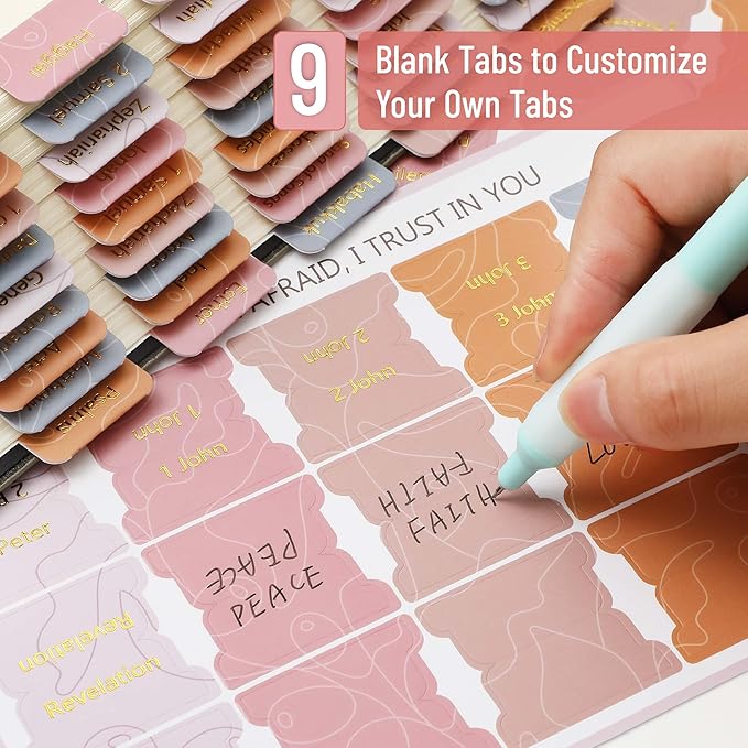 Mr. Pen- Bible Tabs, 75 Tabs, Honeycomb Hues, Gold Embossed Lettering, Laminated Bible Tabs for Women and Men, Bible Tabs for Study Bible Index Tabs, Bible Book Tabs, Bible Labels Tabs