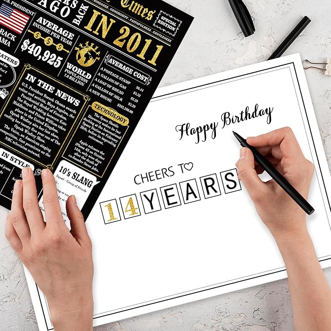 Jumbo 14th Birthday Card, Funny 14th Birthday Gift Ideas for Daughter Son, Happy 14 Year Old Birthday Decorations for Girls Boys, Best 14 Bday Gifts Idea for Him Her