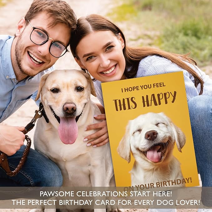 Gooji 5x7 Funny Happy Dog Birthday Card – Cute Puppy Design, Hilarious Greeting, Perfect for Dog Lovers, Men, Women, Husband, Wife