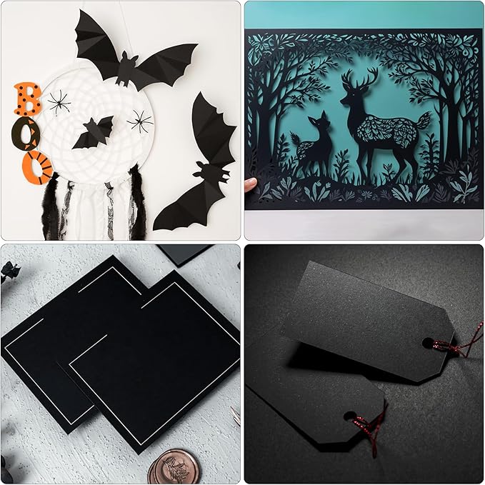 Black Cardstock Bulk 100 sheets, 12” x 12” Cardstock Paper Construction Paper,180 GSM/62lb Card Stock Printer Christmas Paper for Scrapbooking Diy Crafts Card Making