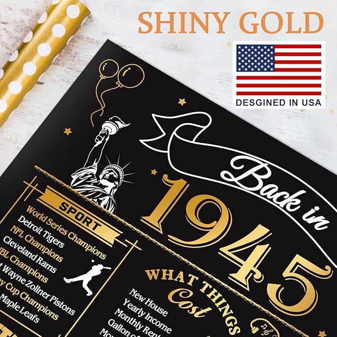 80th Birthday Card for Men Women, Funny 3D Pop Up 80th Birthday Gifts for Grandma Mom Dad, Back In 1945 Happy 80 Year Old Birthday Decorations Cards for Her Him