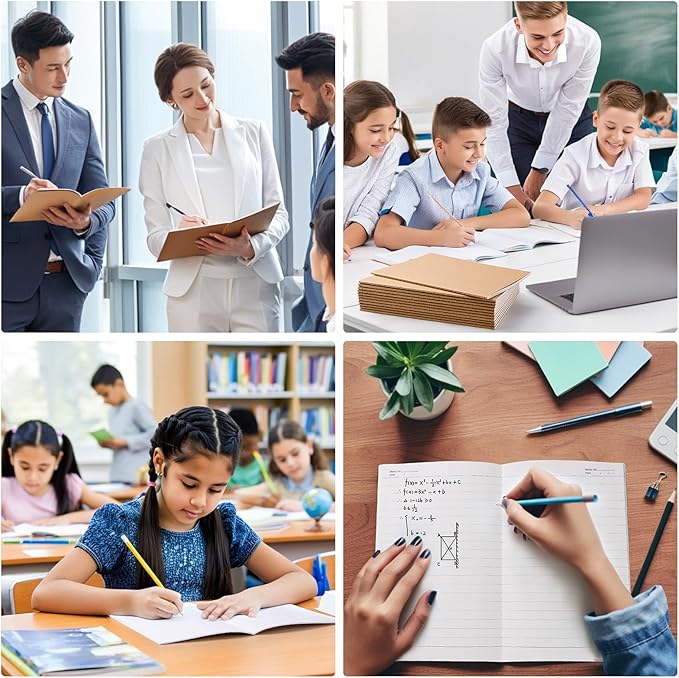 60 Pack Lined Kraft Notebooks Bulk, A5 Blank Paper Journal Notebooks for Office Work, 8.3x5.5inch Kraft Composition Notebook for School Student, 60 Pages