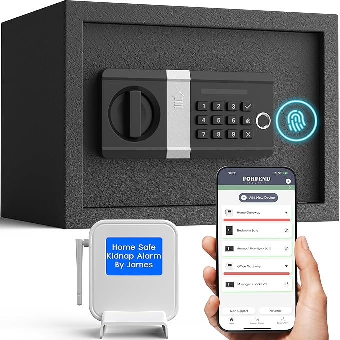 FORFEND Smart Home Safe | WiFi Safe Box App Lock/Alarm | Voice Command, Kidnap Alarm, Tamper Detect, Frozen Mode, Sub Account| Digital Safe Anti Theft