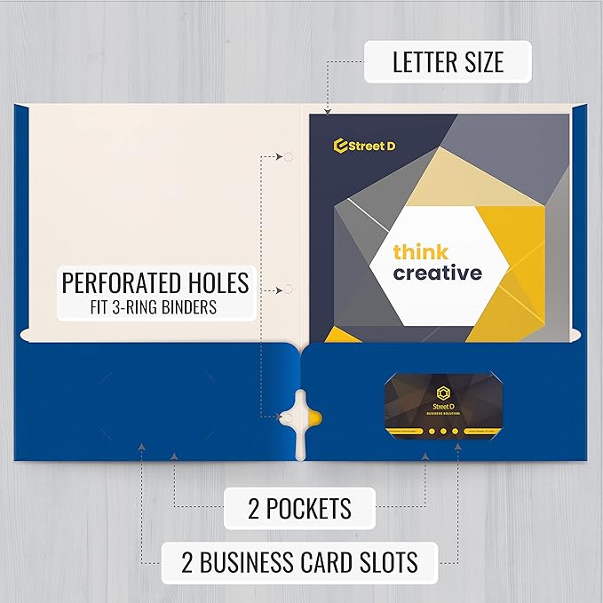 Better Office Products Letter Size Paper Portfolios Case of 100, Assorted Primary Colors, (Assorted, 2 Pocket Paper Folders)