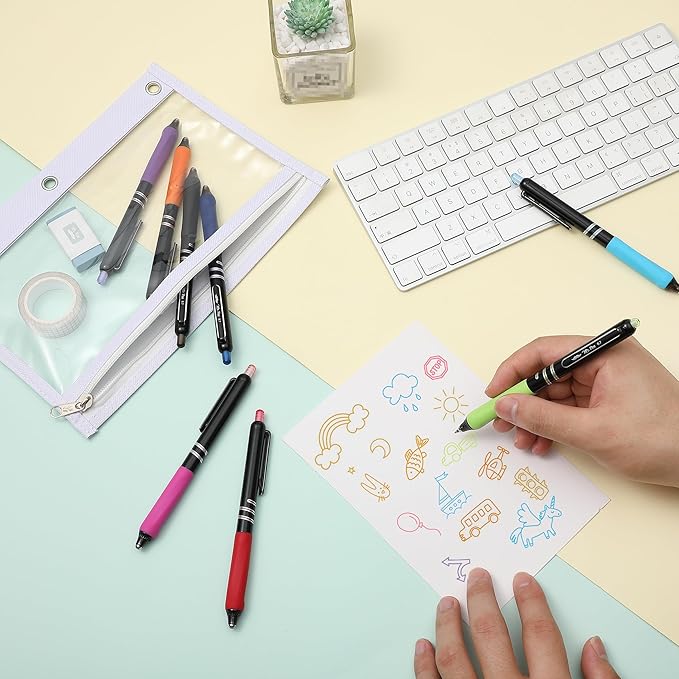 Mr. Pen- Retractable Gel Pens, 8 Pack, Vibrant Barrels, Fast Dry, Colorful Ink Gel Pens Fine Point 0.7mm
