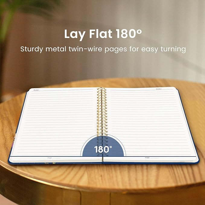 Lined Spiral Journal Notebook for Women, Pretty A5 College Ruled Hardcover Notebook for Work & Note Taking, Cute Aesthetic Journal for Writing, 140 Pages, Tulip