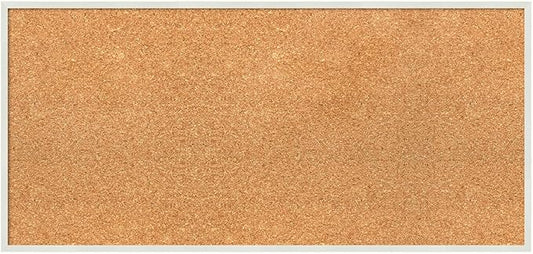 Amanti Art Natural Cork Board for Wall, 15x31 Vision Board with White Frame, Medium Corkboard Office Decor for Home Organization, Modern Corkboard Pinboard to Display Items for Home Organization in