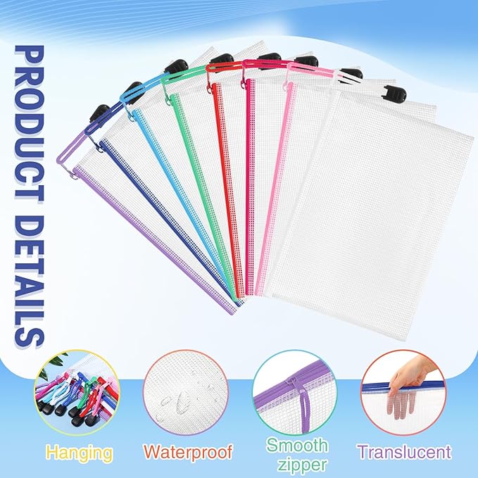 Jetec 32 Pcs Mesh Zipper Bags Toy Storage Bikini Organizer Bag Bolsas Para Guardar Trajes De Baño Waterproof Zipper Reusable Pouch Puzzle Multipurpose for Storage Office(Classic Color,9 x 7 Inch)