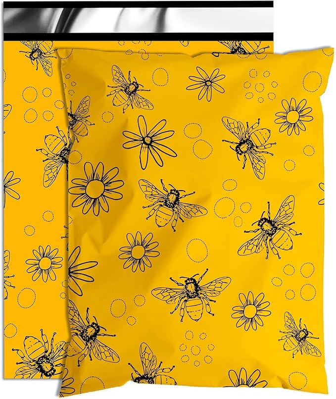 Bees Poly Mailer 10x13 Inch 100 Pcs, Waterproof Shipping Bags for Clothing, Tear-Resistant Mailier Bags, Strong Mailing Bags with Self-Seal