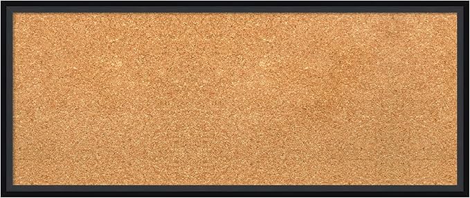 Amanti Art Natural Cork Board for Wall, 13x31 Vision Board with Black Wood Frame, Medium Corkboard Office Decor for Home Organization, Modern Contemporary Corkboard Pinboard to display items for home