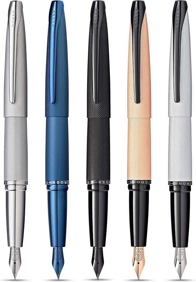 Cross ATX Refillable Fountain Presented in a Luxury Gift Box - Medium Point, Black Ink, Sandblasted Rose Gold