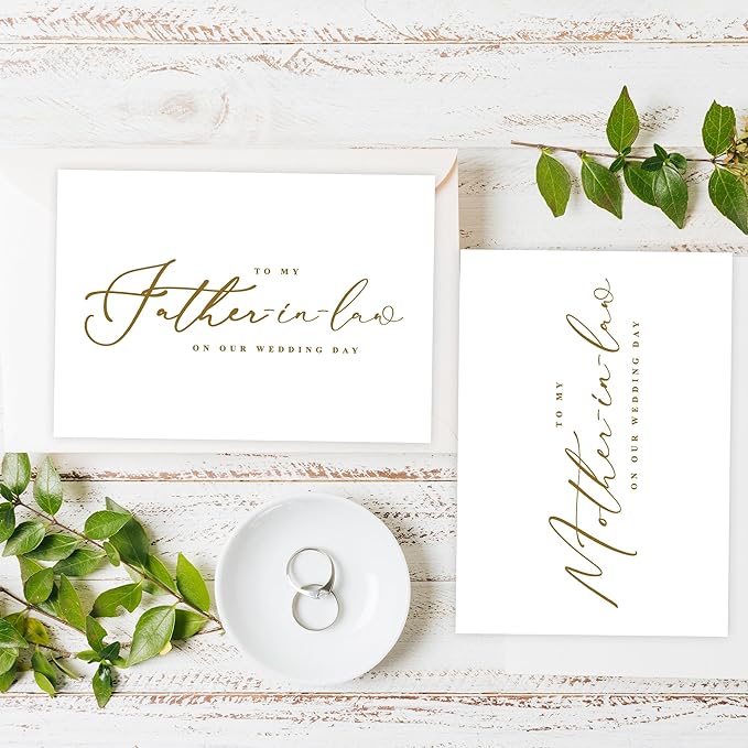LADY&HOME Set of 2 Wedding Day Cards to Father and Mother,To My Father and Mother on My Wedding Day Card (C2:Father & Mother)